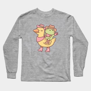 Cute Cowboy Frog Riding Yellow Ducky Long Sleeve T-Shirt